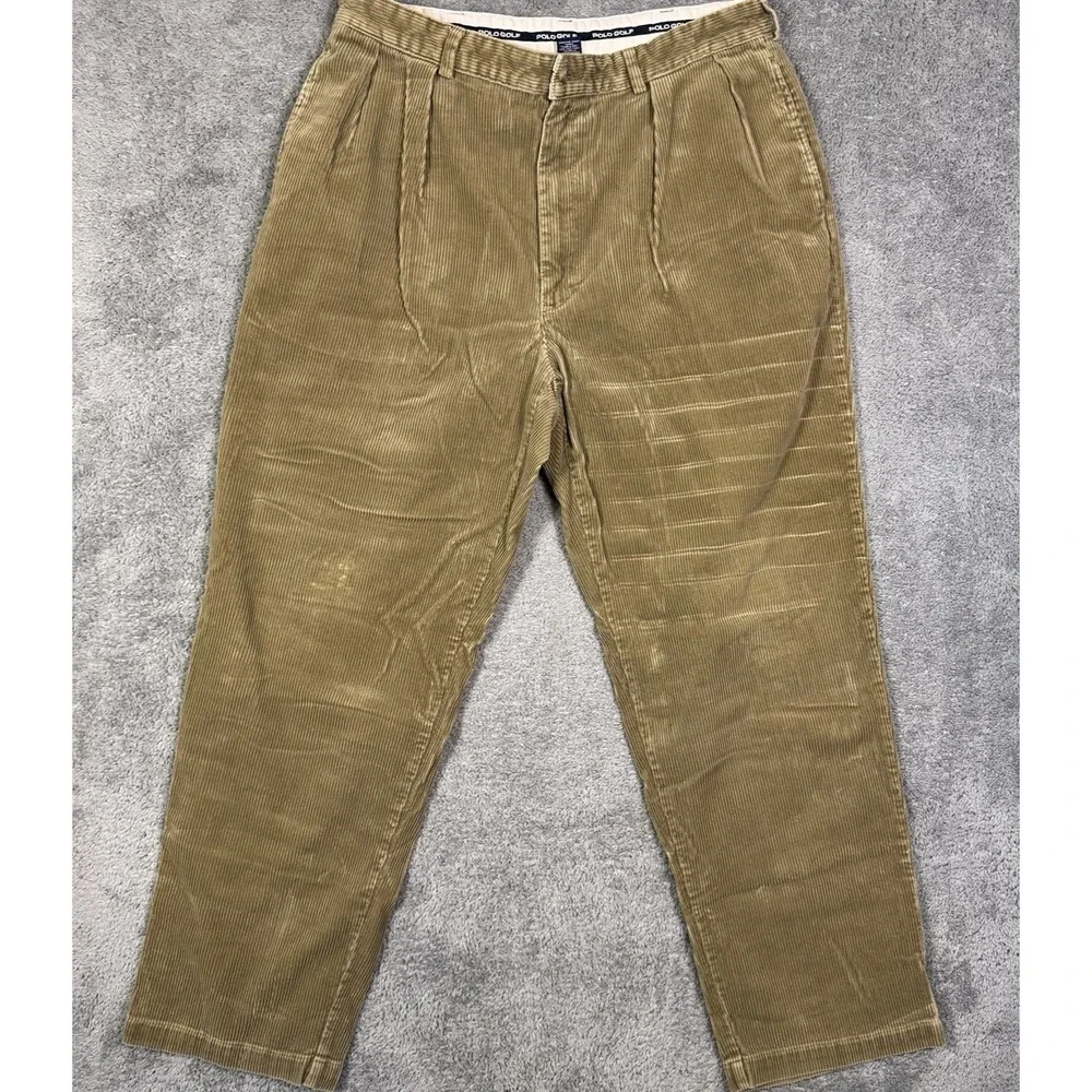 Vintage Polo Ralph Lauren Pants Mens 36x31 Corduroy 90s Chino Trouser Golf Crest